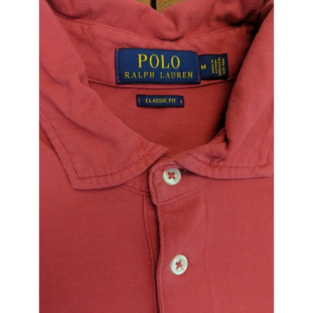 Ralph Lauren Polo Shirt Mens Medium Classic Fit Red Short Sleeve‎